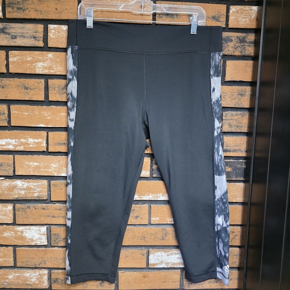 adidas Pants - Adidas Climalite XL Mid Rise Leggings Black‎ 3/4 Length Cropped Workout